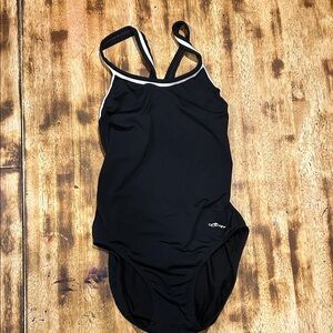 Dolfin Black One-Piece Swimsuit with White Piping
